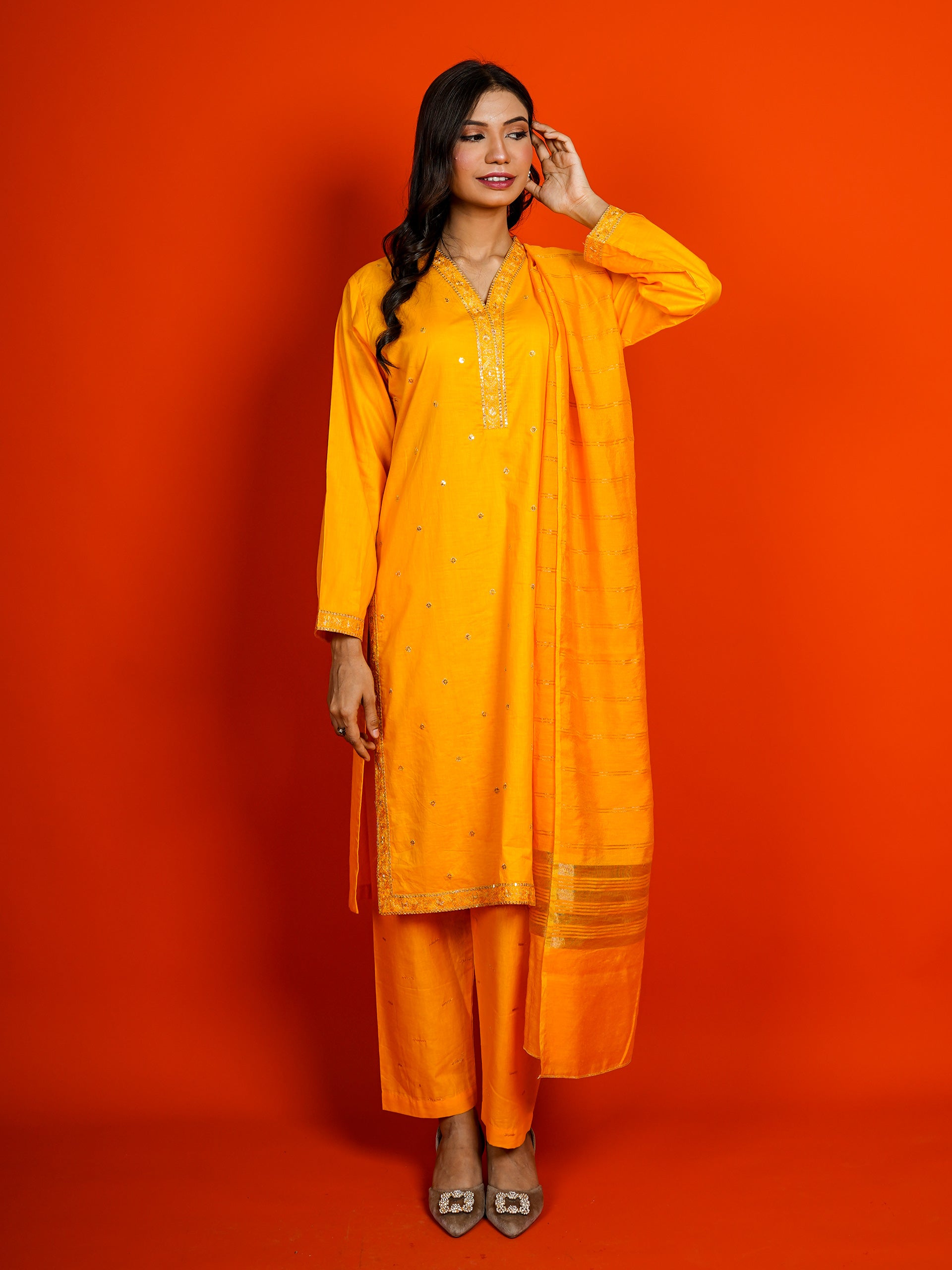 Yellow Embroidered 3 pc - 54962