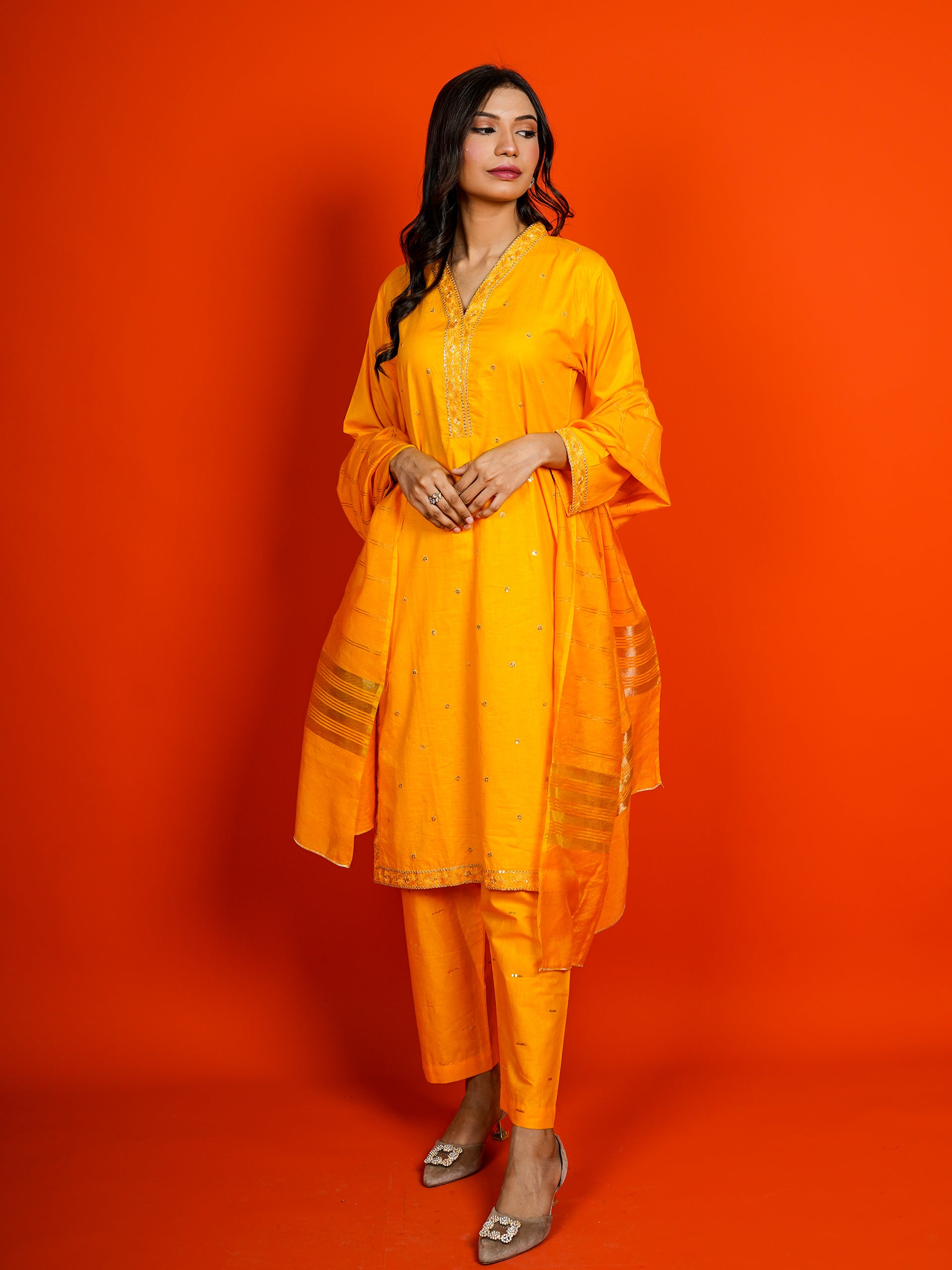 Yellow Embroidered 3 pc - 54962