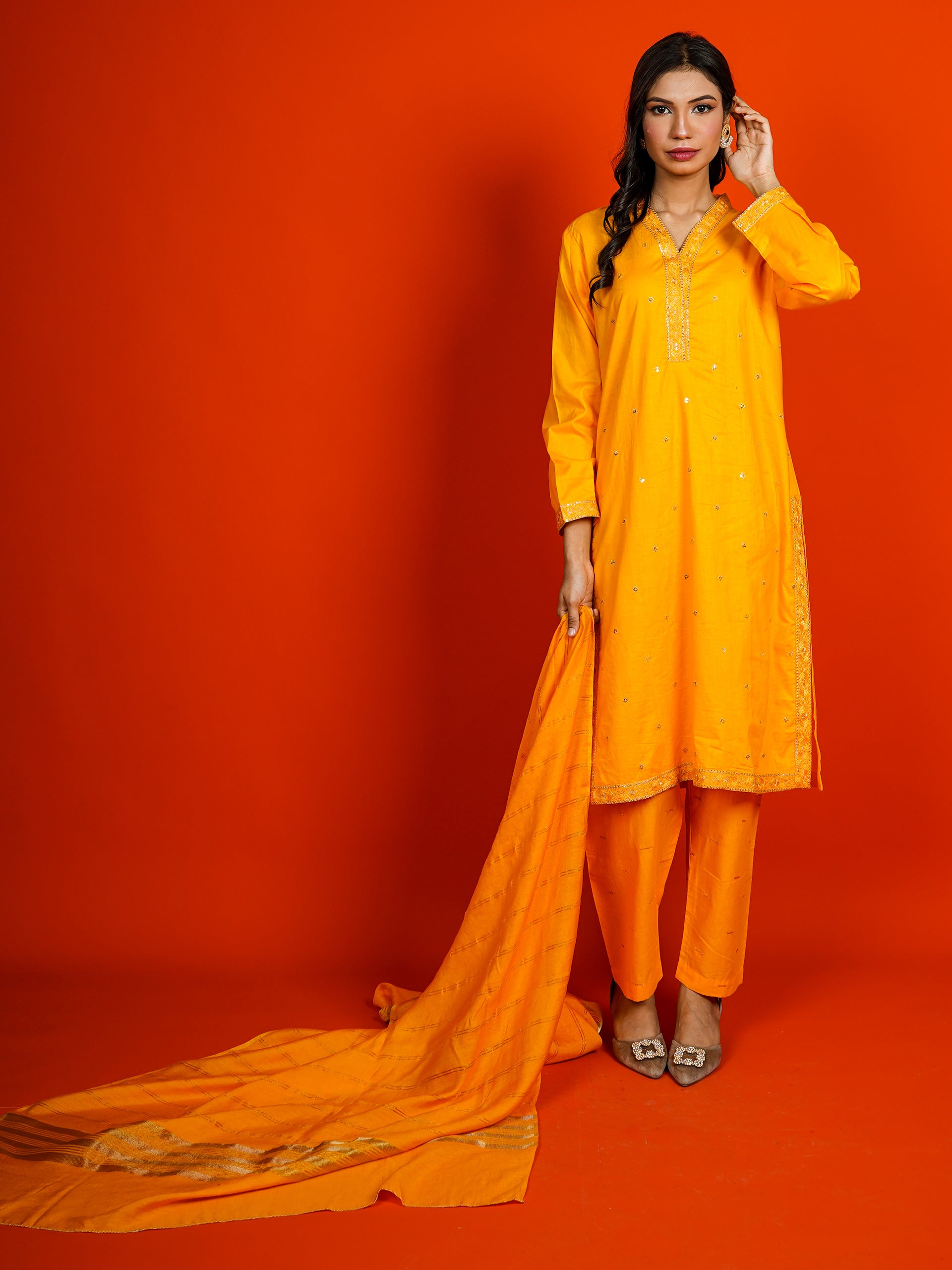 Yellow Embroidered 3 pc - 54962