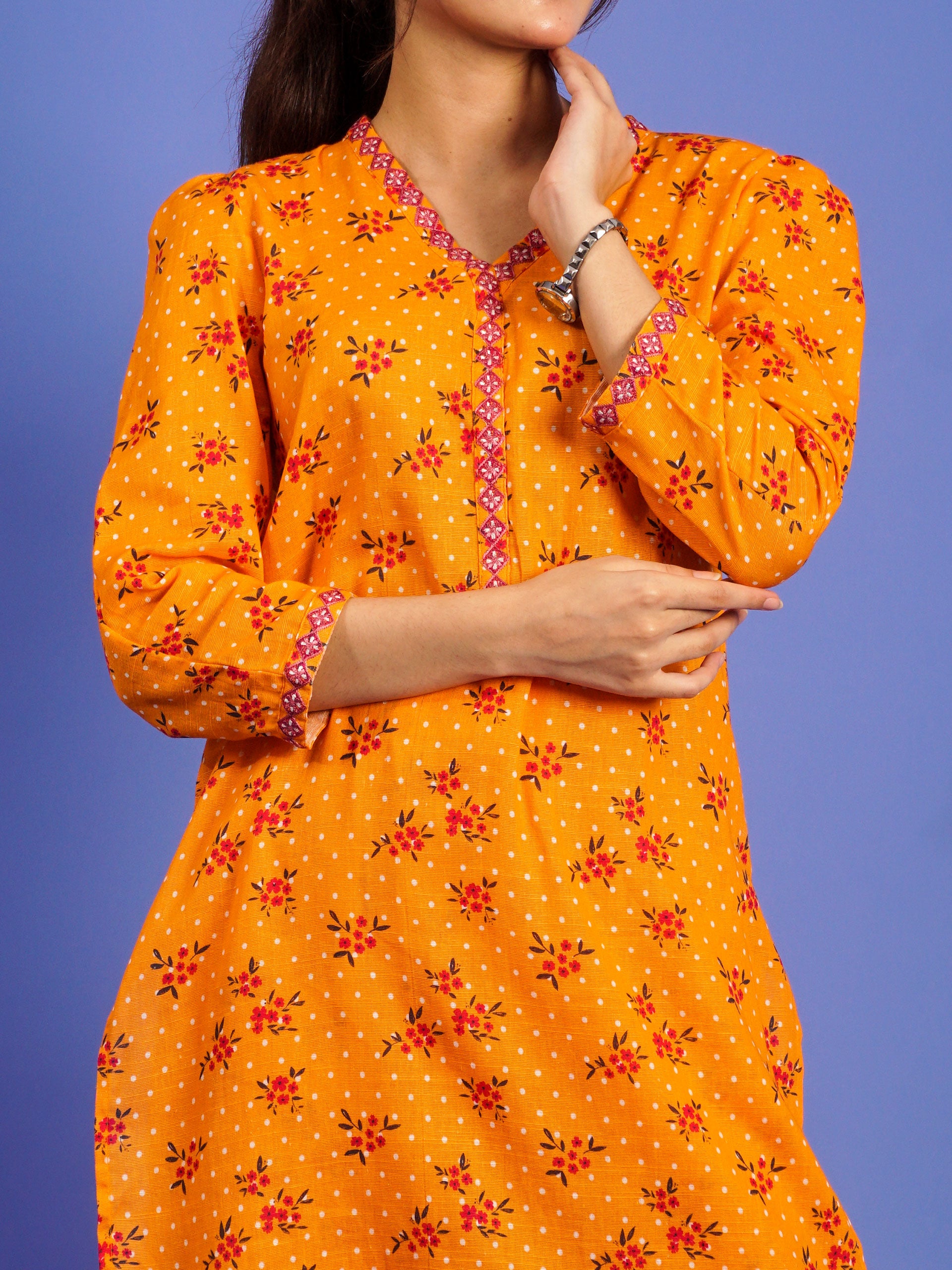 Yellow Khaddar Digital Printed Embroidered 2 pc - 55035