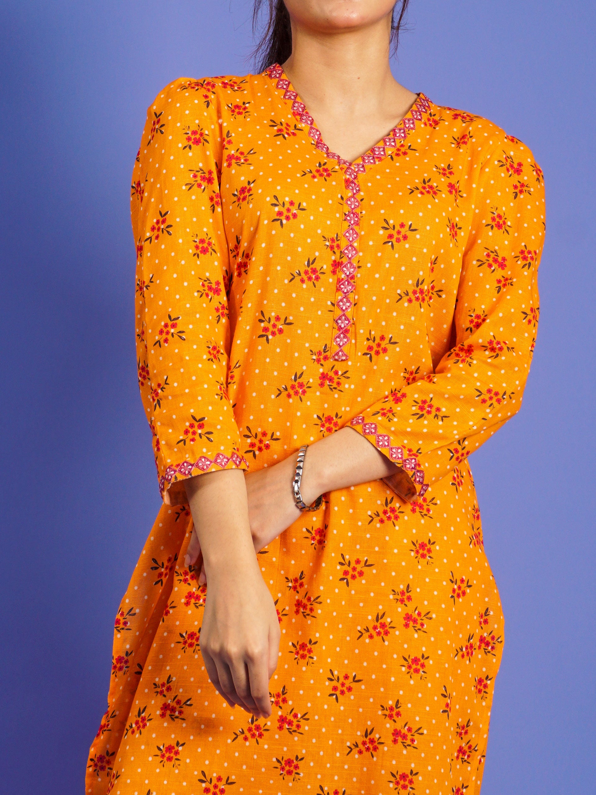 Yellow Khaddar Digital Printed Embroidered 2 pc - 55035