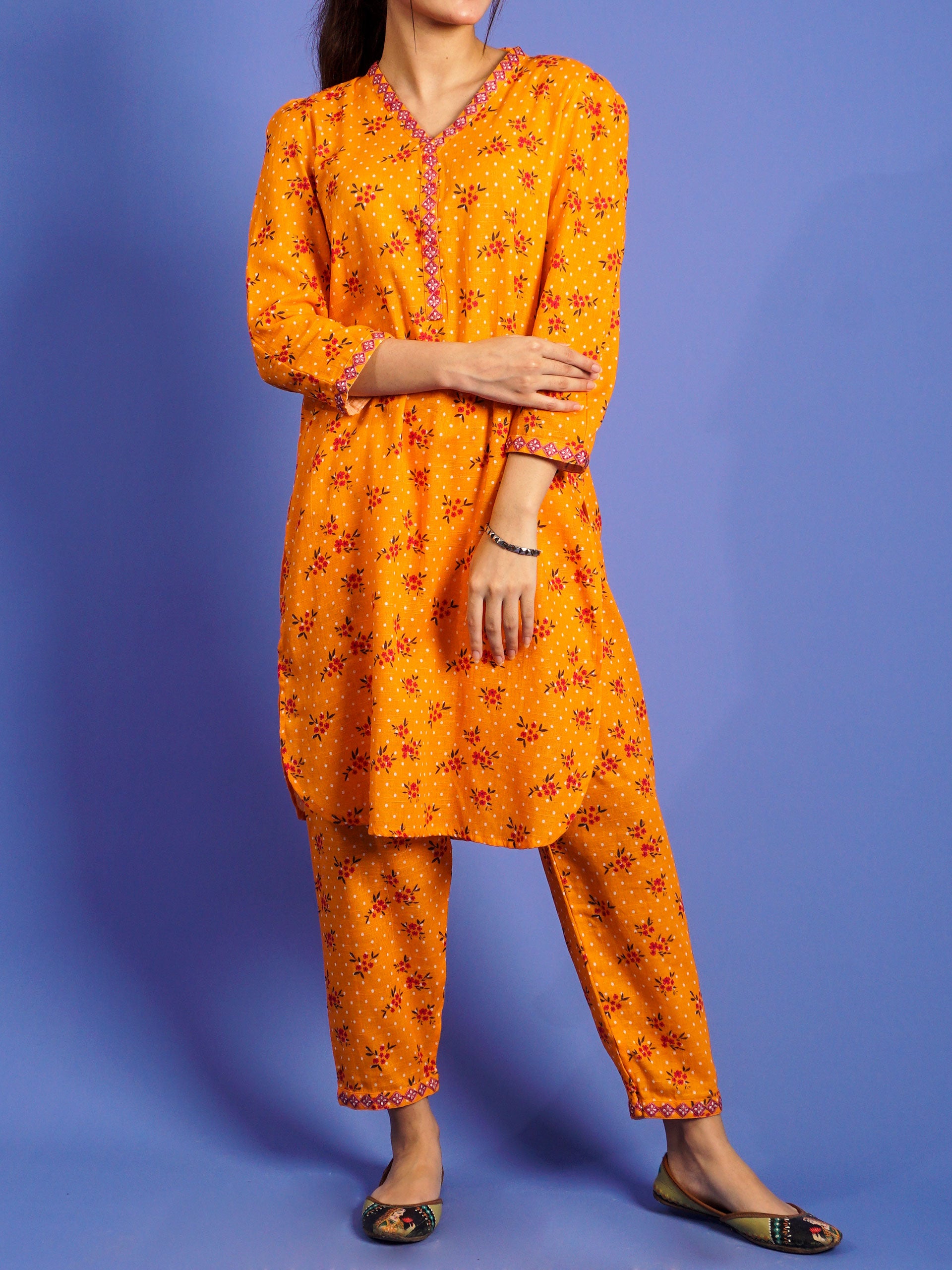 Yellow Khaddar Digital Printed Embroidered 2 pc - 55035