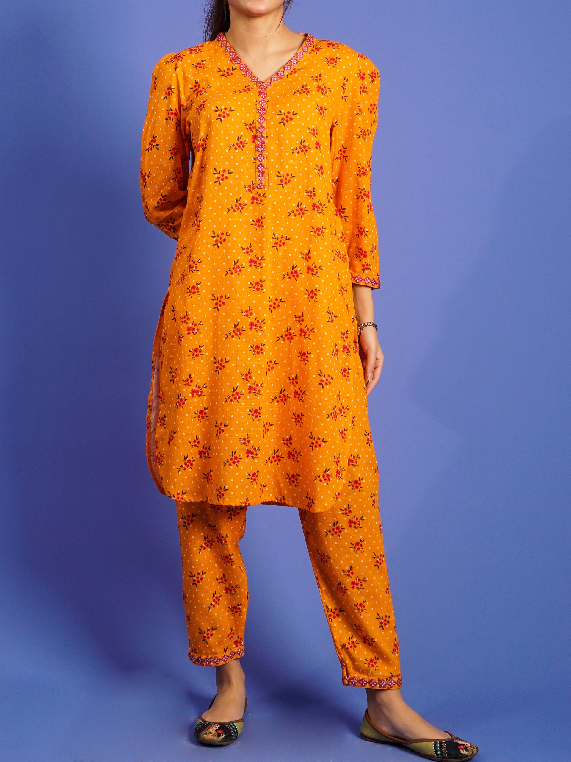 Yellow Khaddar Digital Printed Embroidered 2 pc - 55035