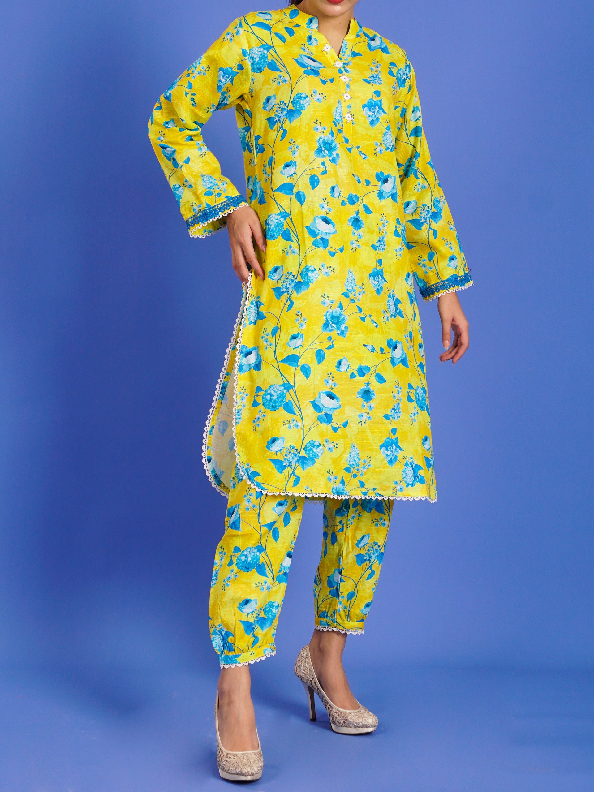 Yellow Khaddar Digital Printed 2 pc - 55037