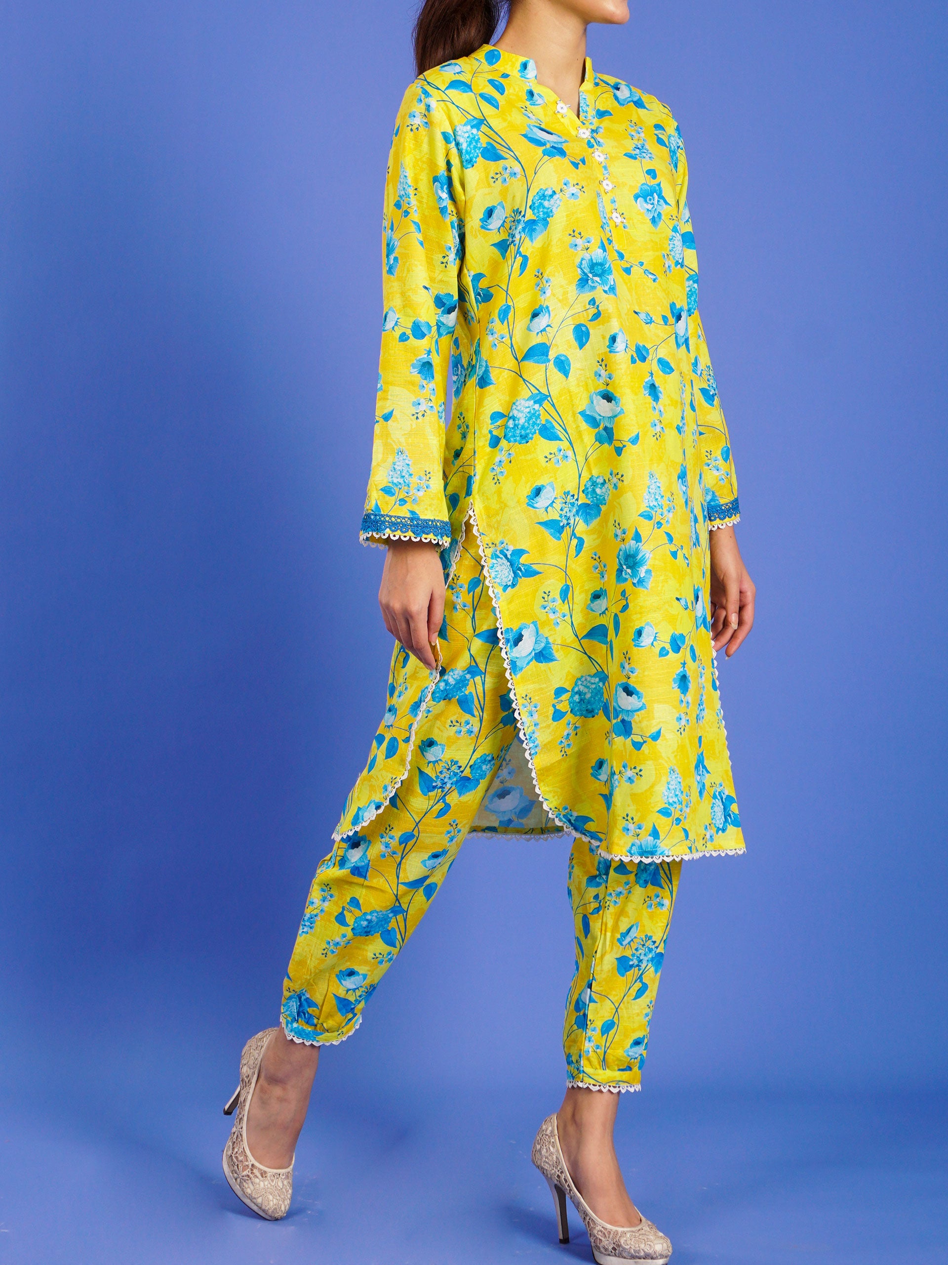 Yellow Khaddar Digital Printed 2 pc - 55037