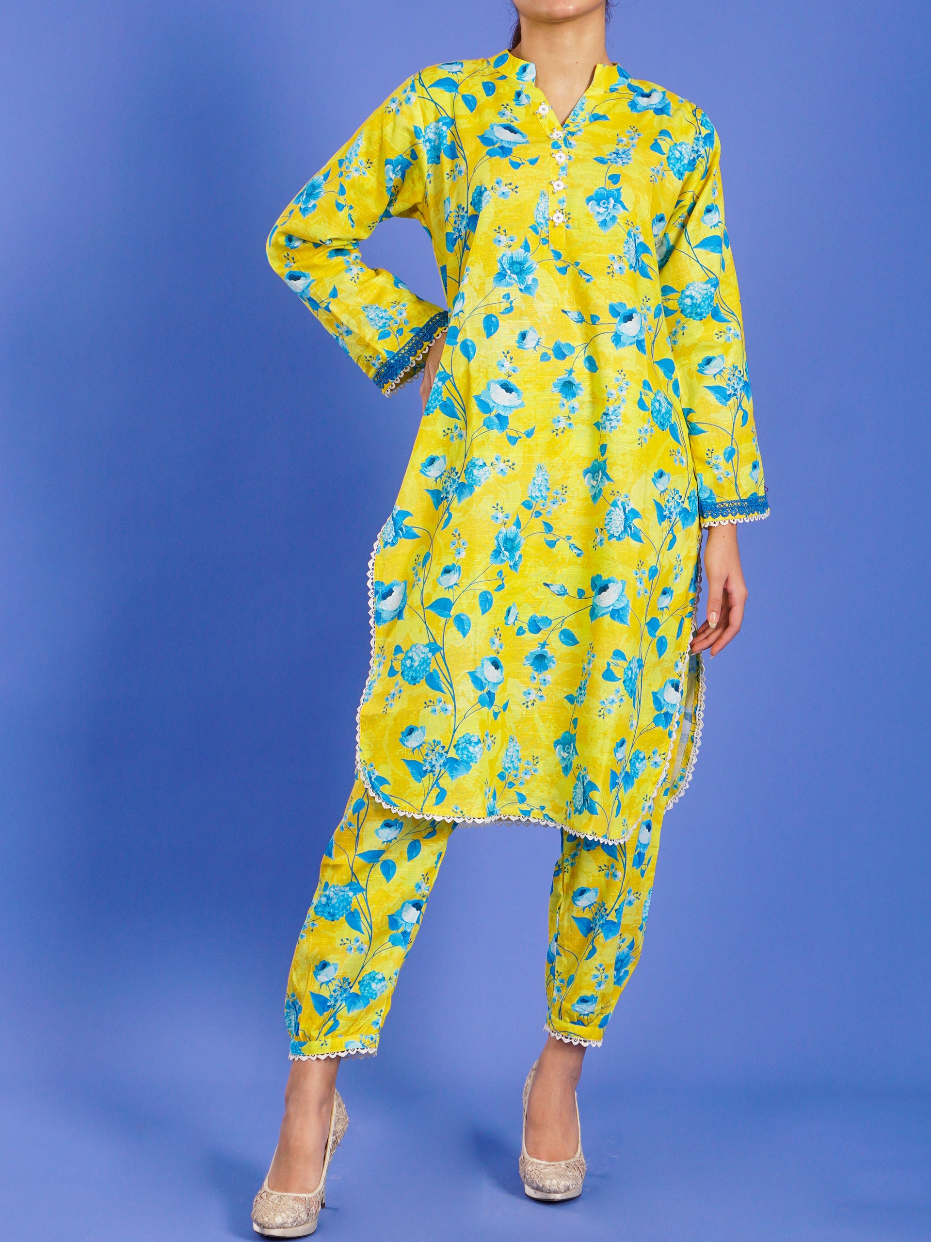 Yellow Khaddar Digital Printed 2 pc - 55037