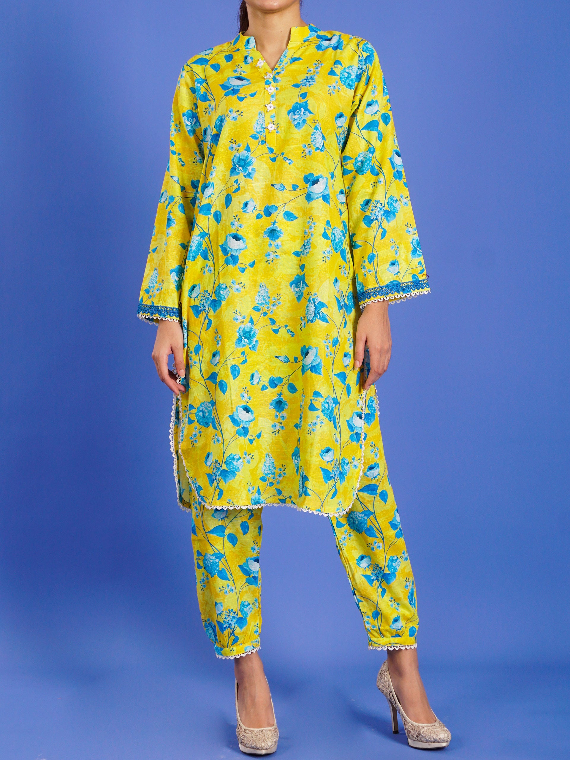 Yellow Khaddar Digital Printed 2 pc - 55037