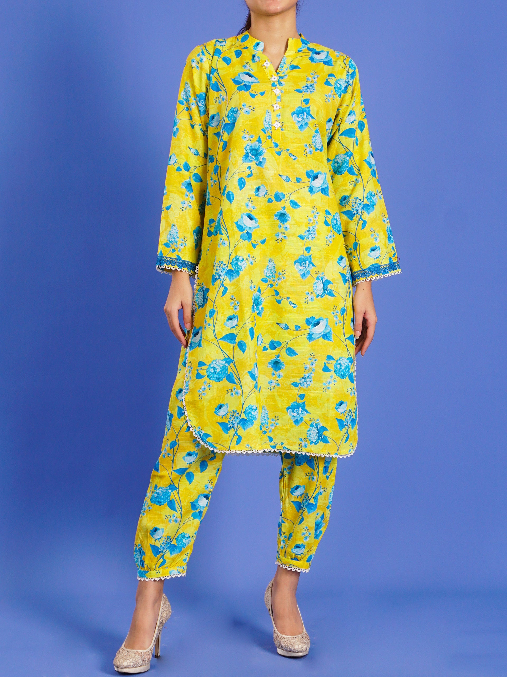 Yellow Khaddar Digital Printed 2 pc - 55037