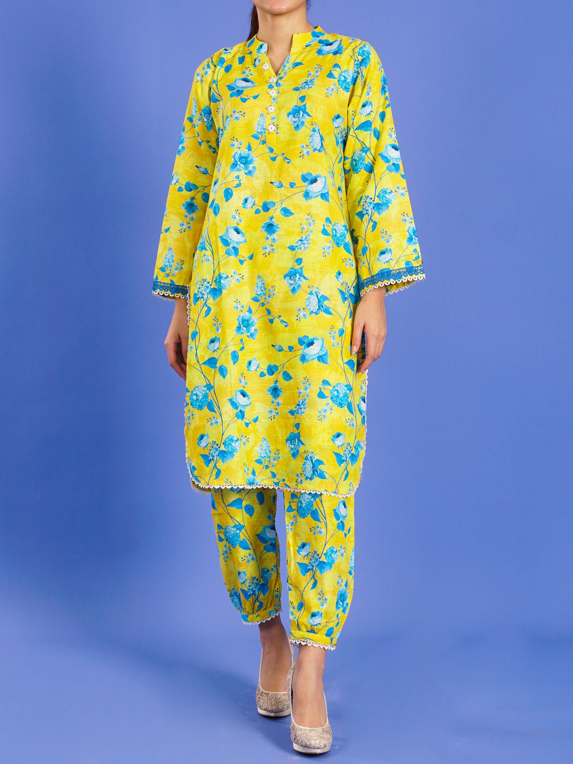 Yellow Khaddar Digital Printed 2 pc - 55037