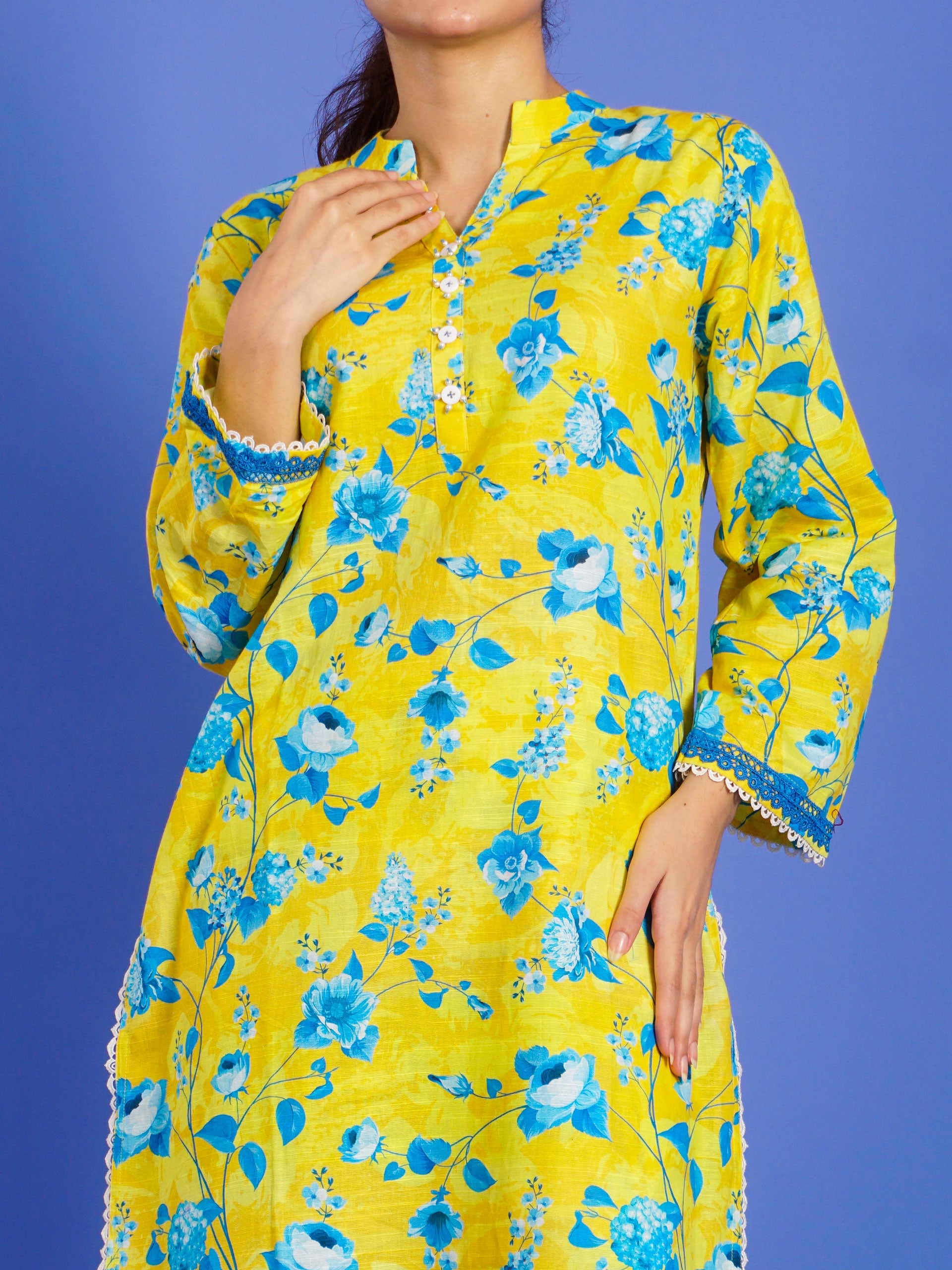 Yellow Khaddar Digital Printed 2 pc - 55037