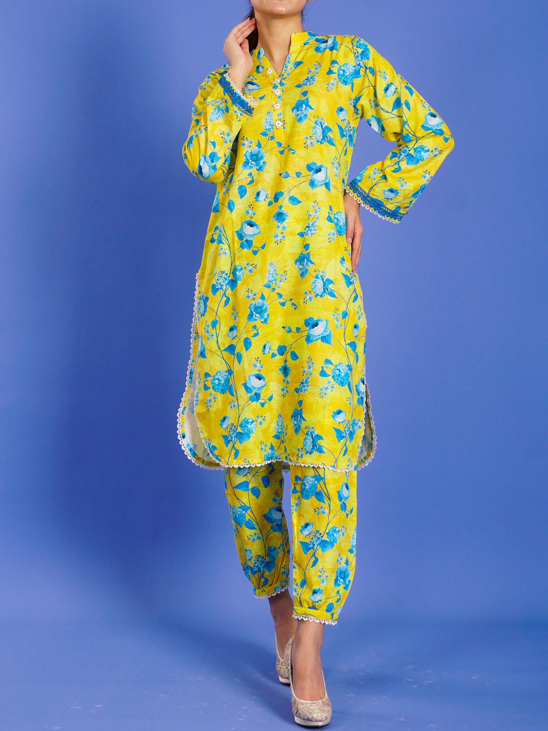 Yellow Khaddar Digital Printed 2 pc - 55037