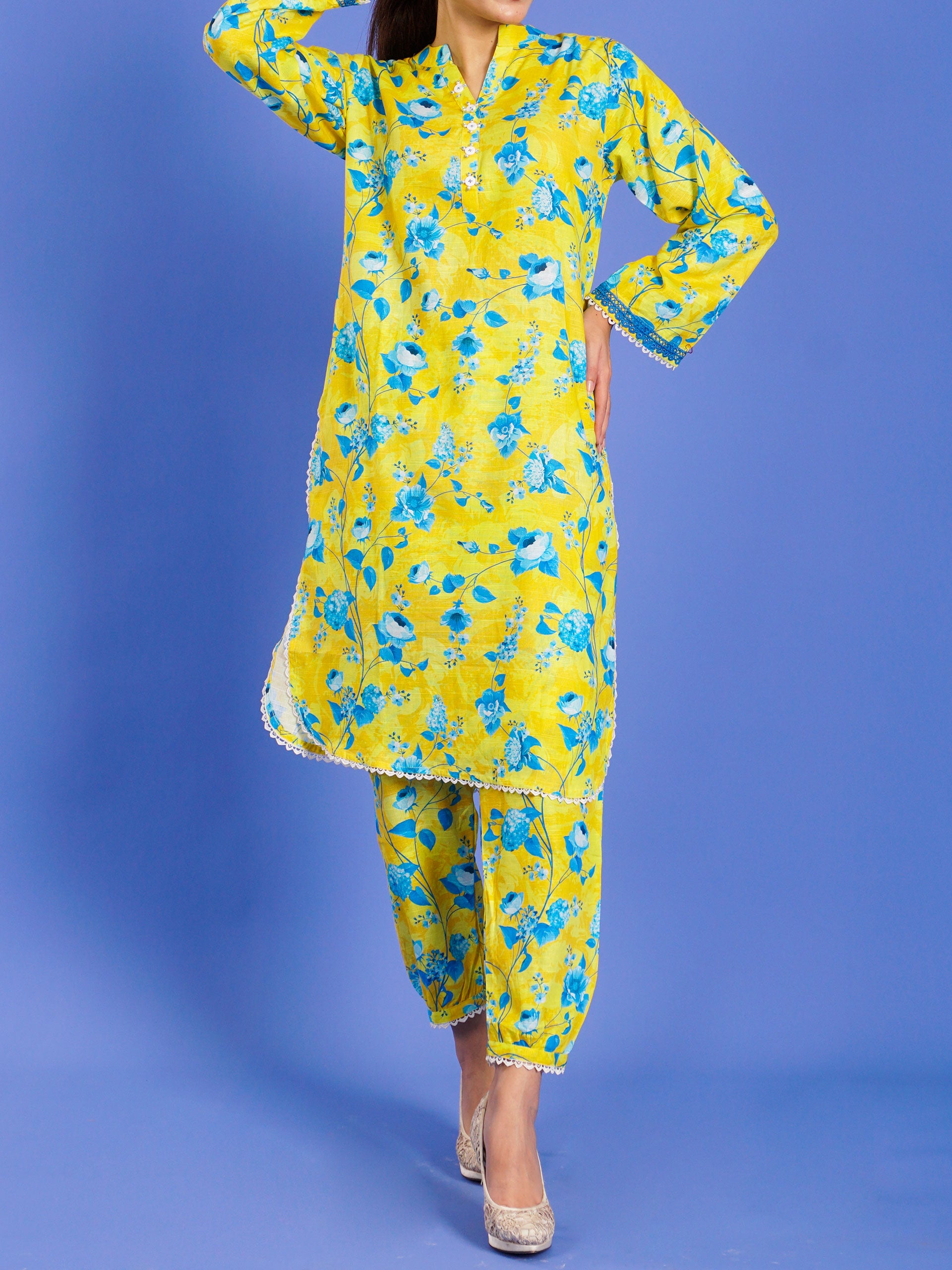 Yellow Khaddar Digital Printed 2 pc - 55037