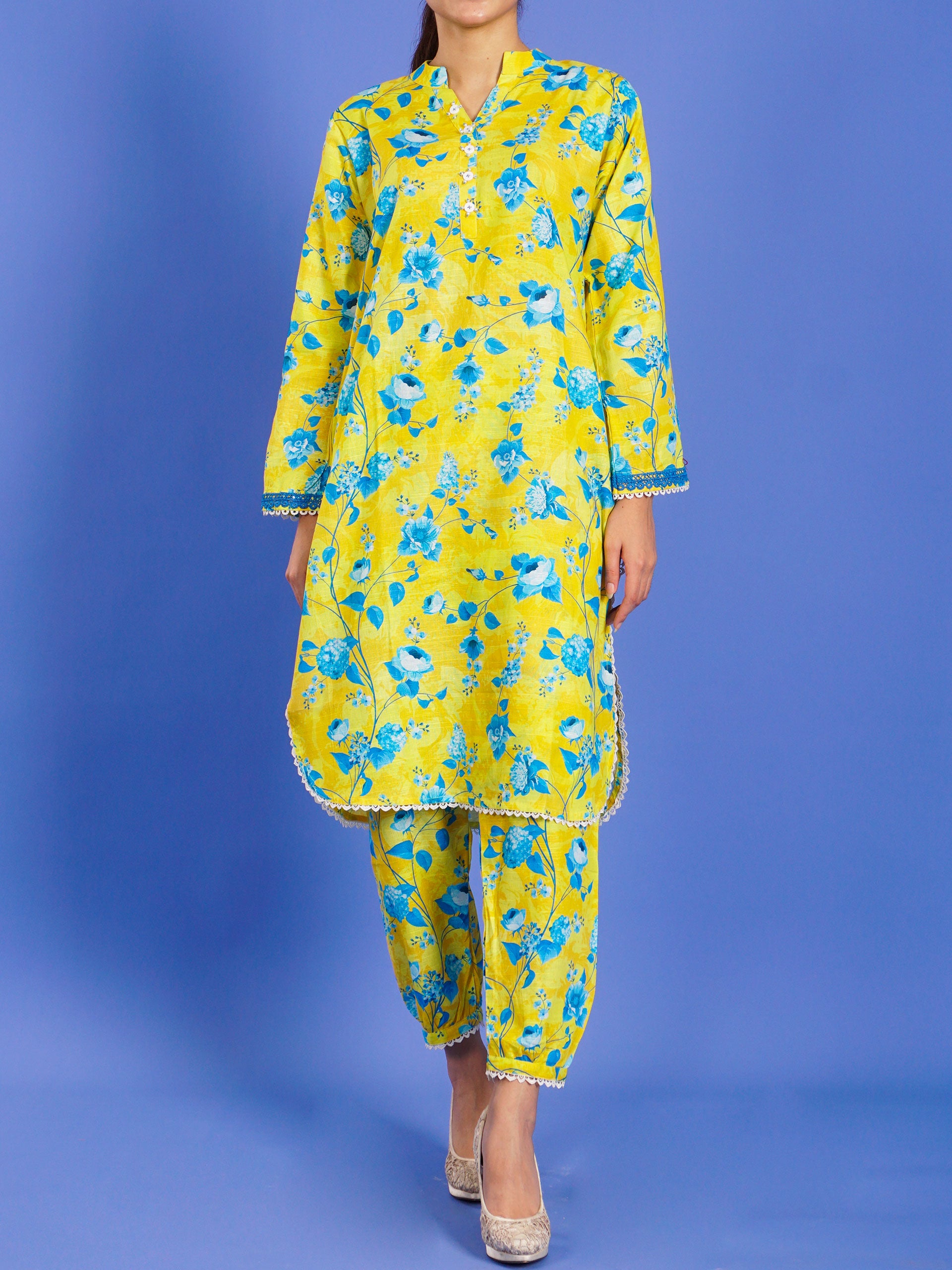 Yellow Khaddar Digital Printed 2 pc - 55037