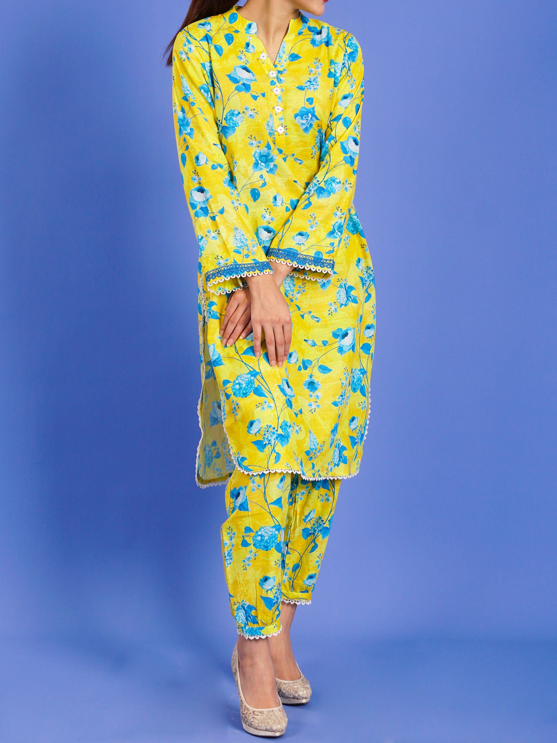 Yellow Khaddar Digital Printed 2 pc - 55037