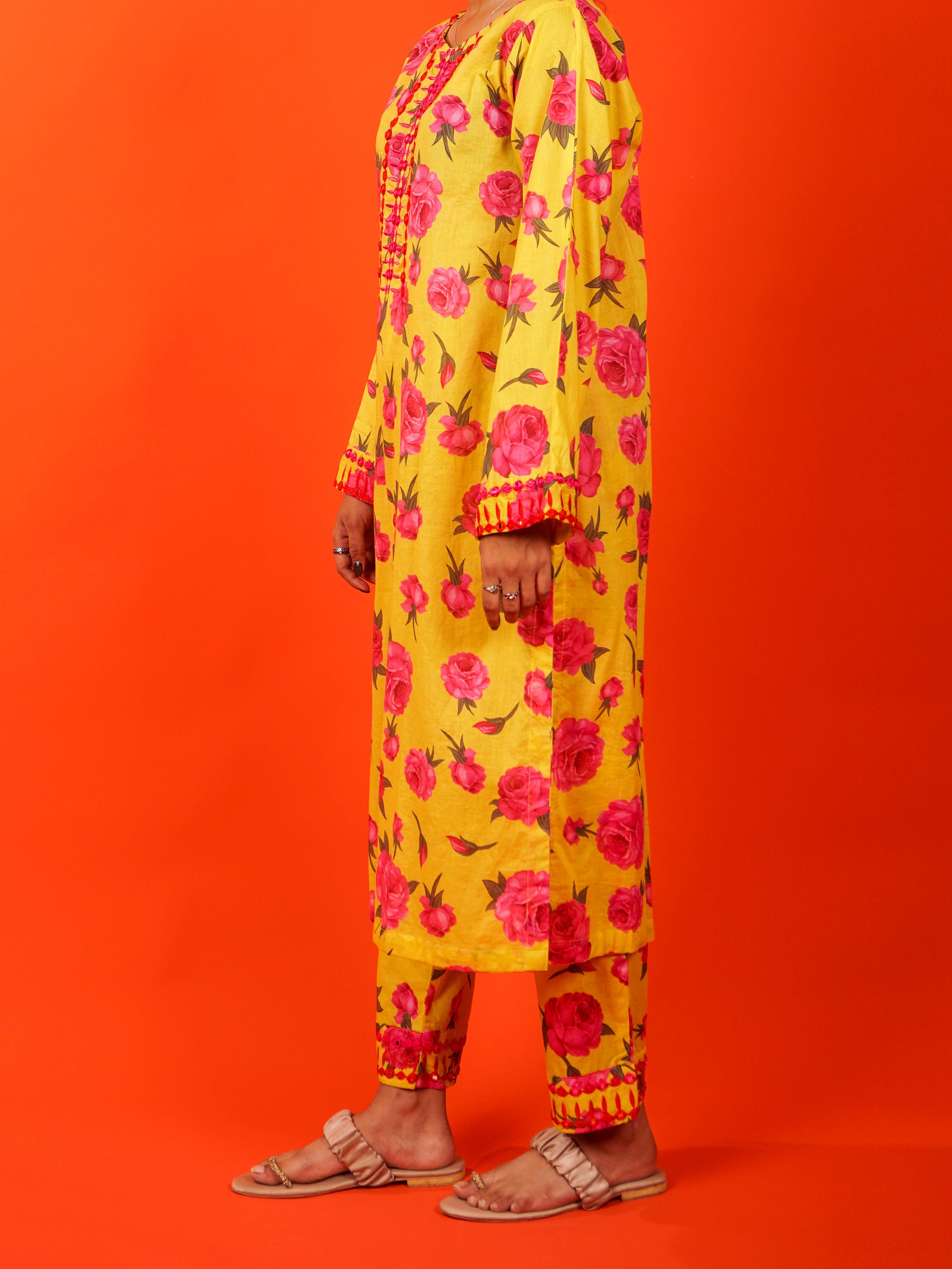 Yellow Digital Printed Embroidered 2 pc - 54963