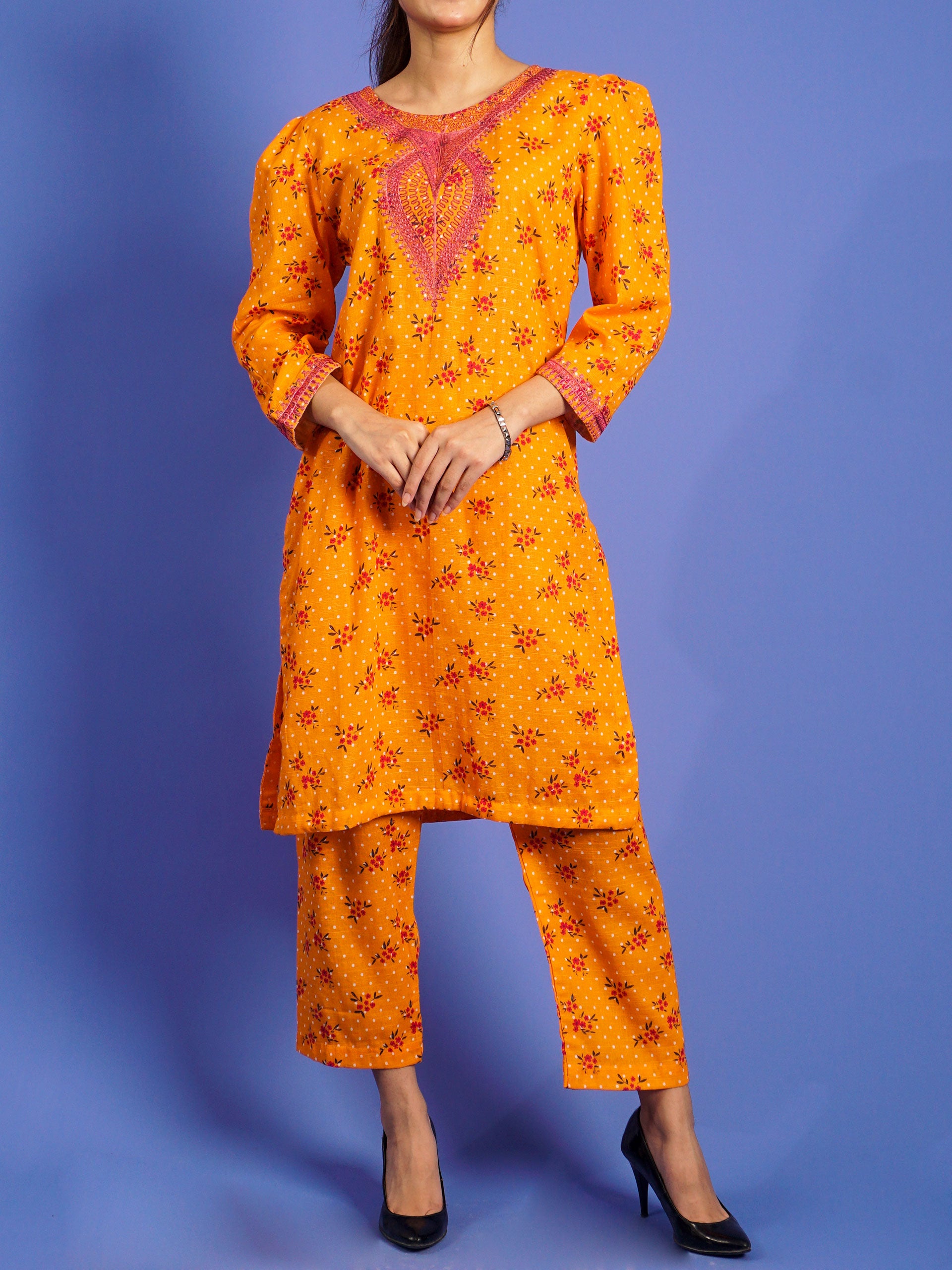 Yellow Khaddar Digital Printed Embroidered 2 pc - 55034