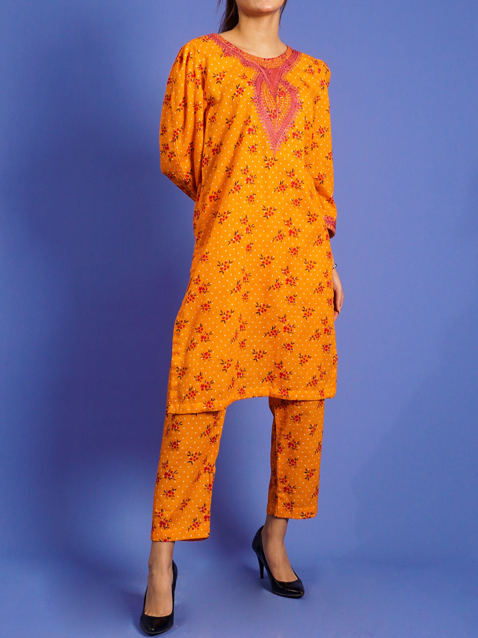 Yellow Khaddar Digital Printed Embroidered 2 pc - 55034
