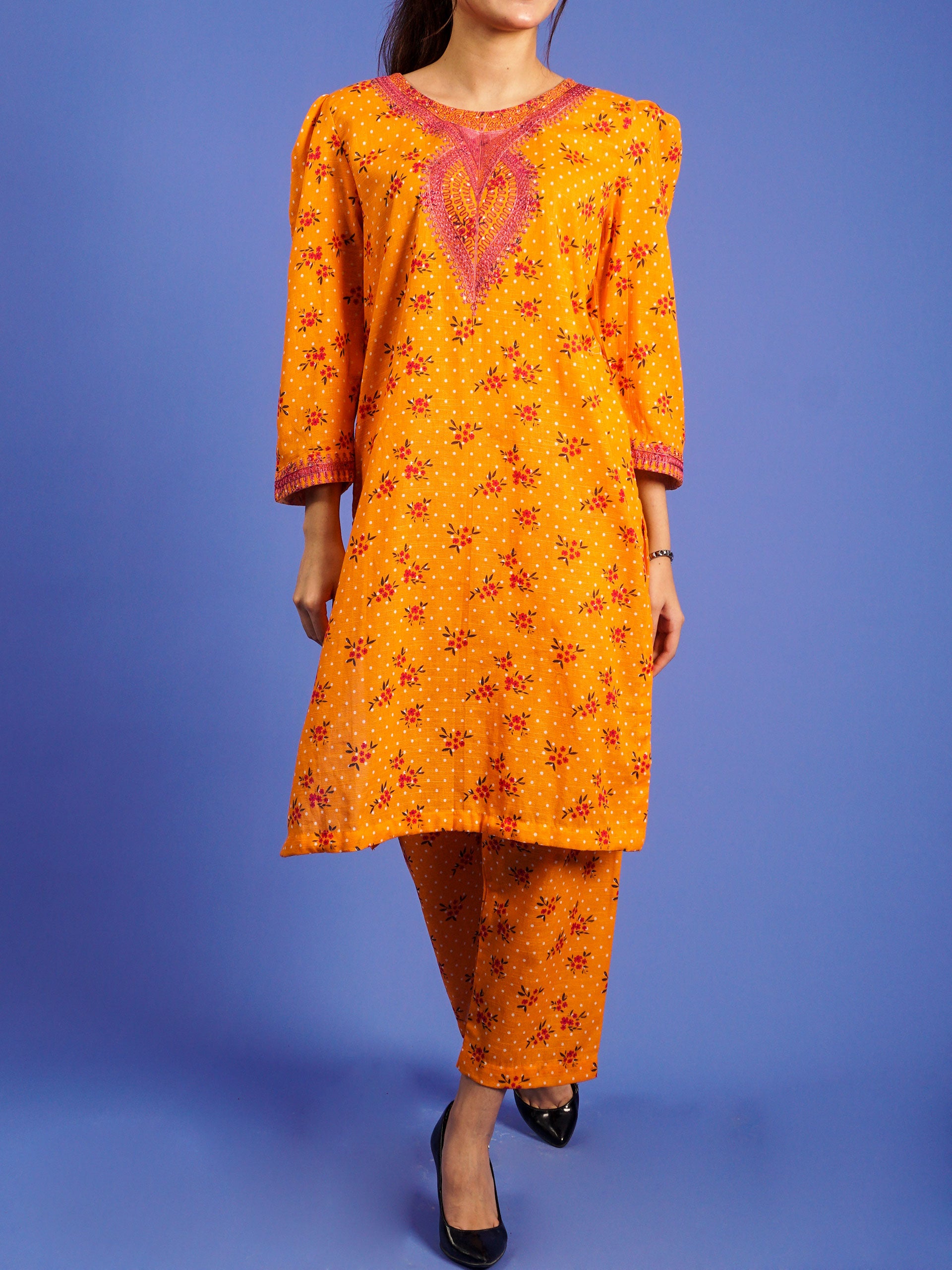 Yellow Khaddar Digital Printed Embroidered 2 pc - 55034