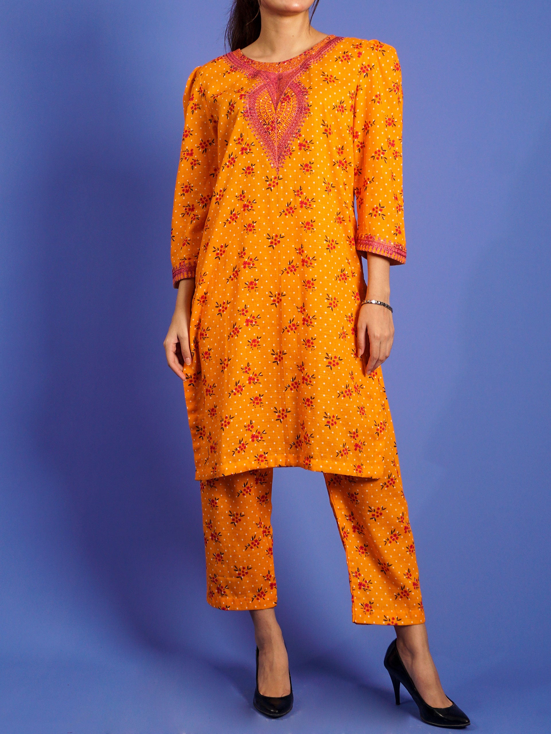 Yellow Khaddar Digital Printed Embroidered 2 pc - 55034