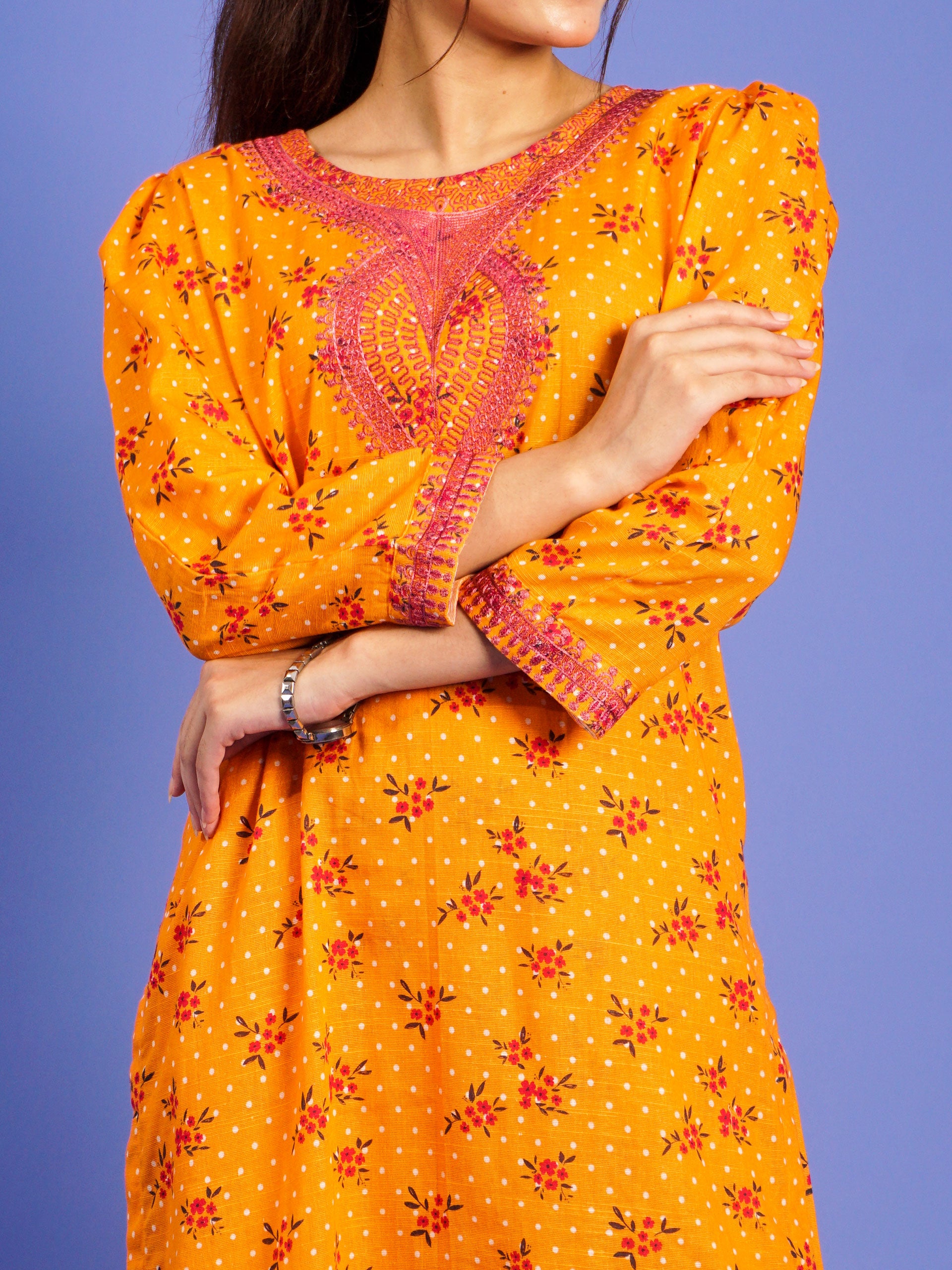 Yellow Khaddar Digital Printed Embroidered 2 pc - 55034