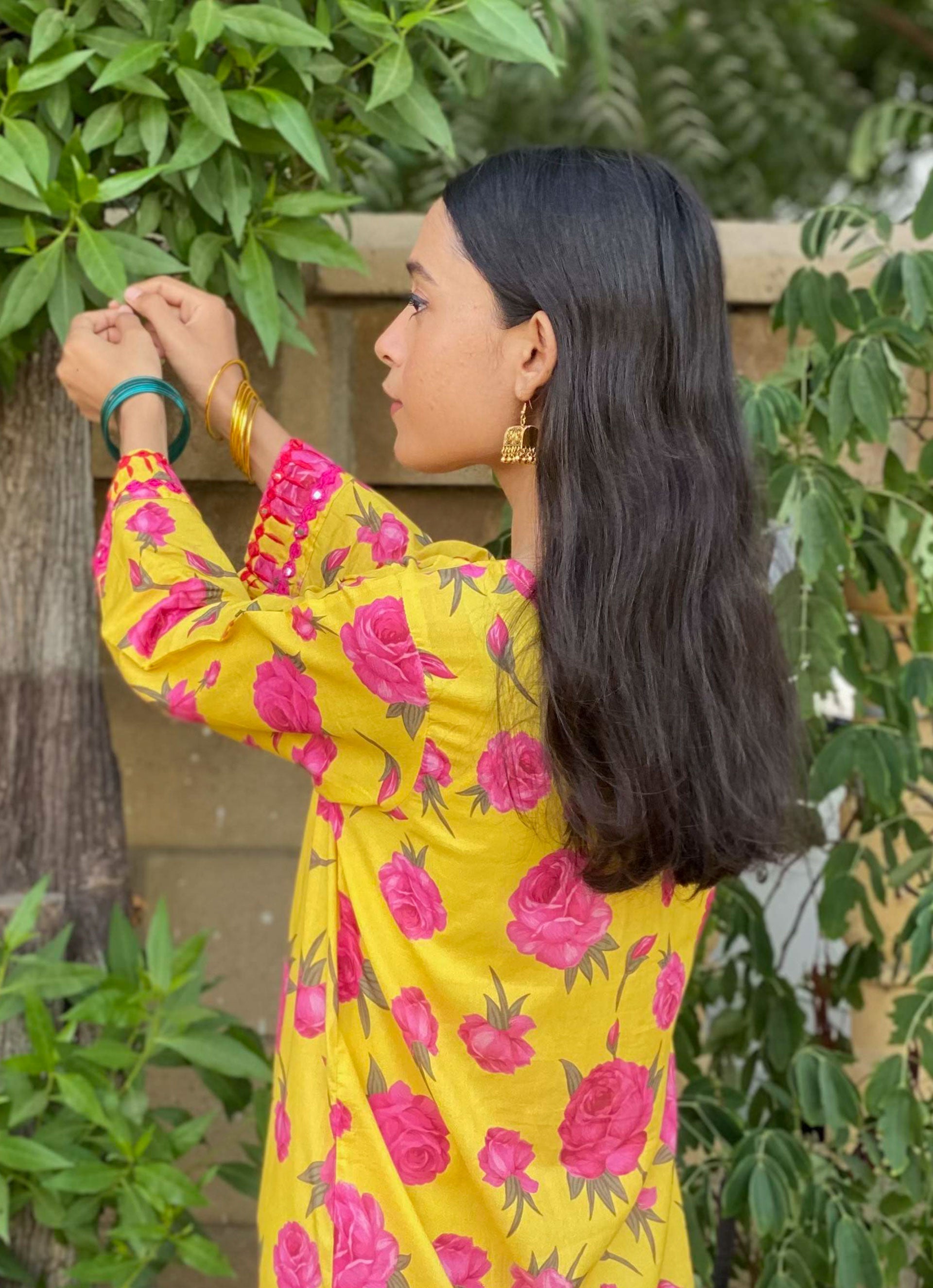 Yellow Digital Printed Embroidered 2 pc - 54963