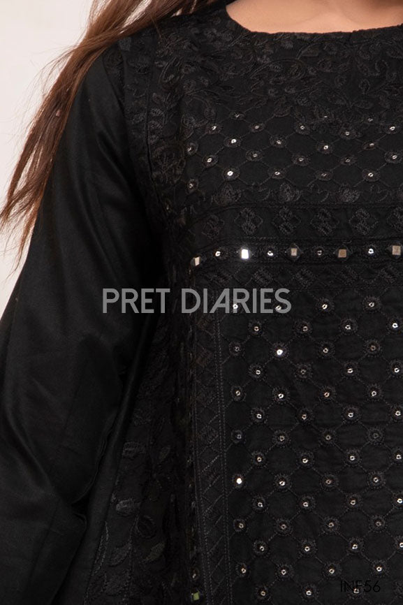 Sheesha Aline Cotton Kurta Black inf56