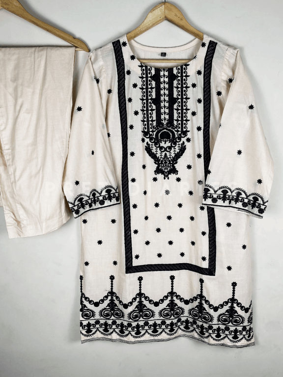 Off White Embroidered 2 pc - 54214