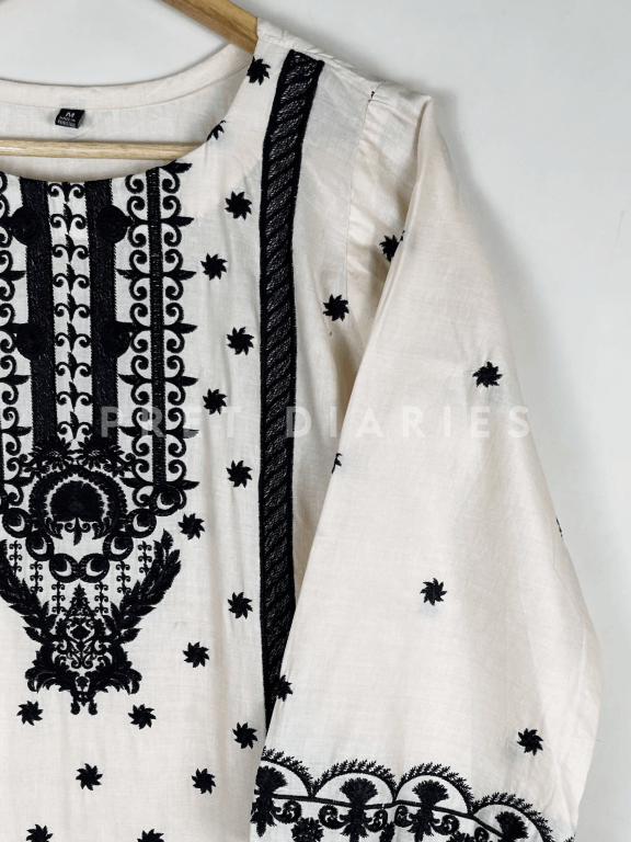 Off White Embroidered 2 pc - 54214