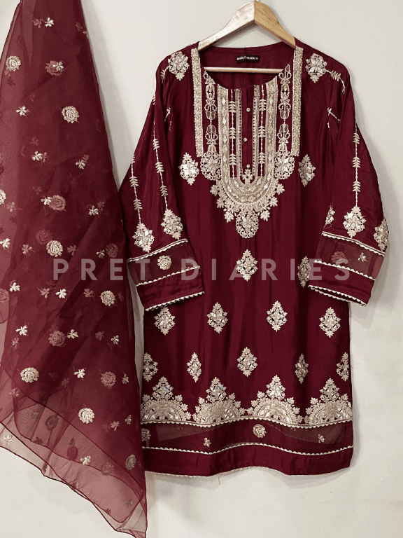 Maroon Embroidered 3 pc  - 54229