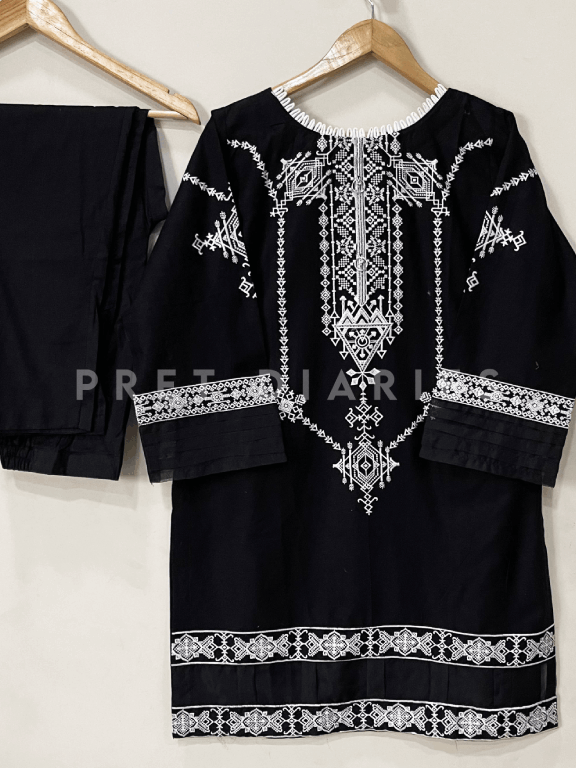 Black Embroidered 2 pc  - 54226