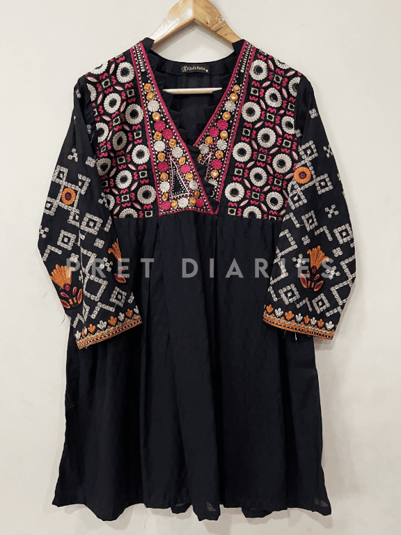 Black Embroidered Frock - 54250