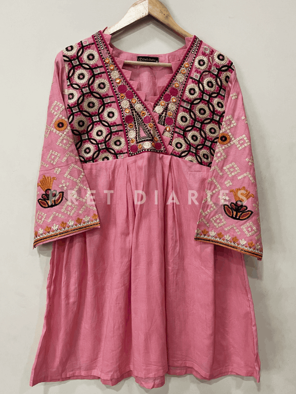 Pink Embroidered Frock - 54250