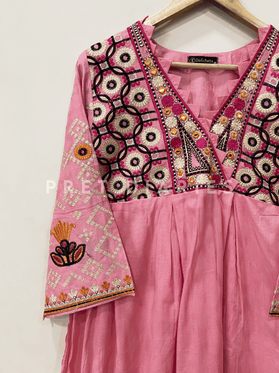 Pink Embroidered Frock - 54250