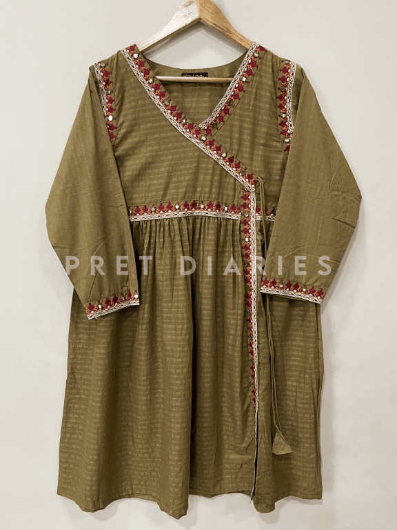 Green Embroidered Frock - 54249