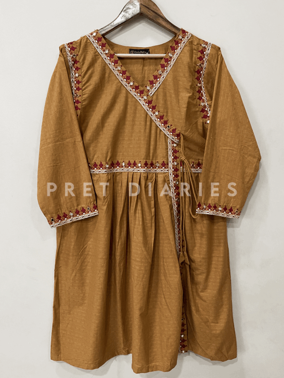 Brown Embroidered Frock - 54249