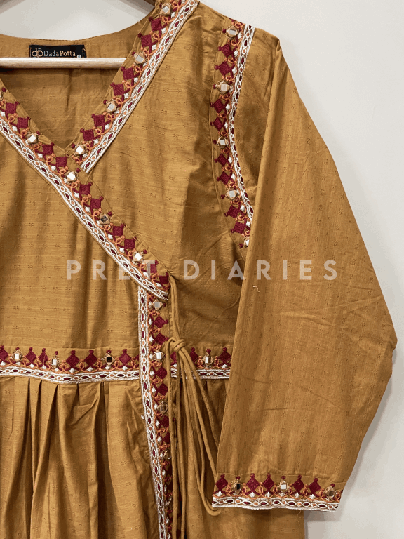 Brown Embroidered Frock - 54249