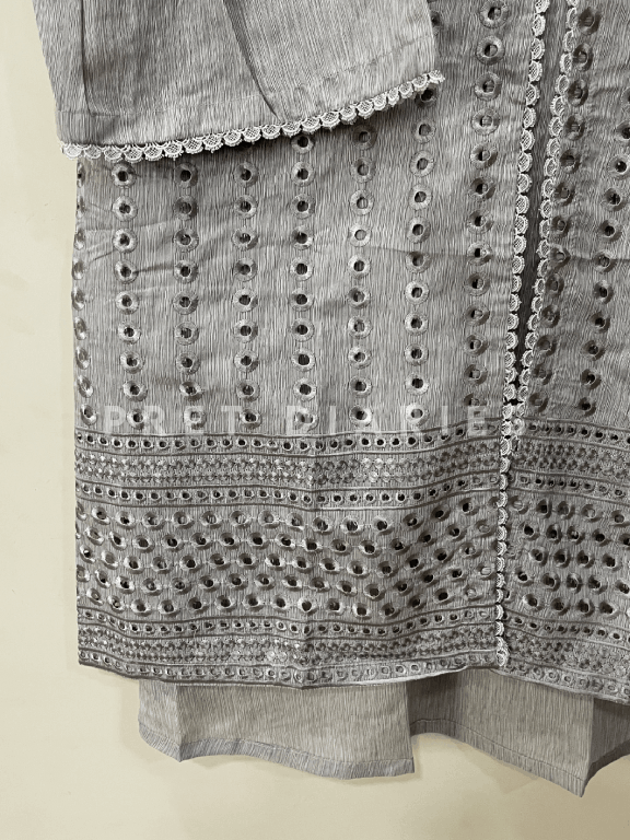 Grey Embroidered Frock - 54247