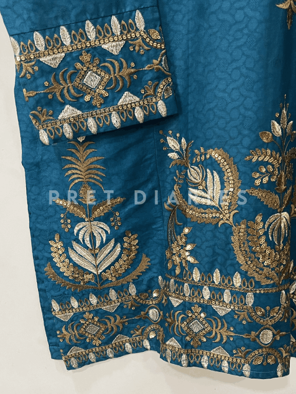 Midnight Blue Embroidered Kurta - 54245
