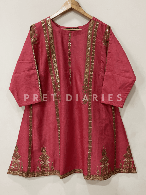 Pink Embroidered Frock - 54242
