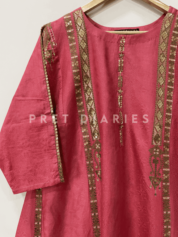 Pink Embroidered Frock - 54242