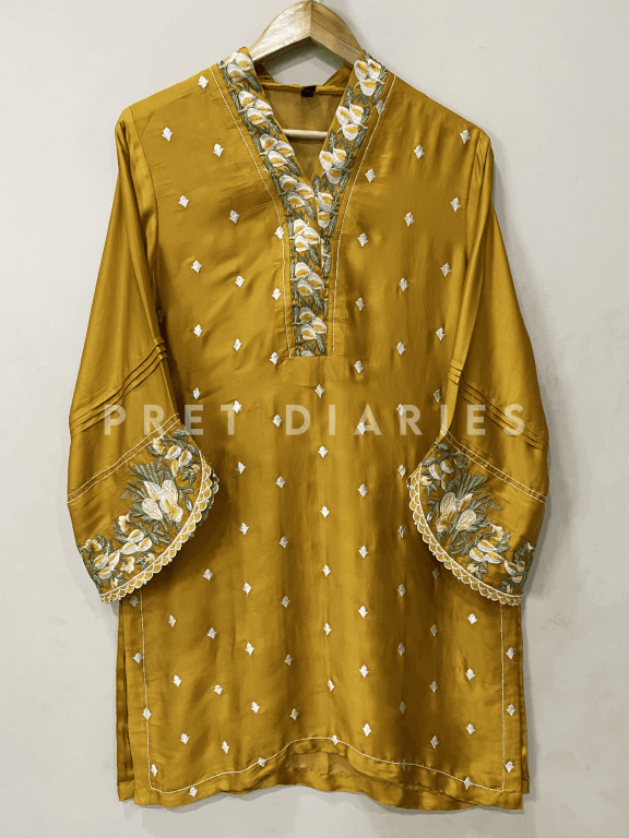 Yellow Silk Kurta - 54239