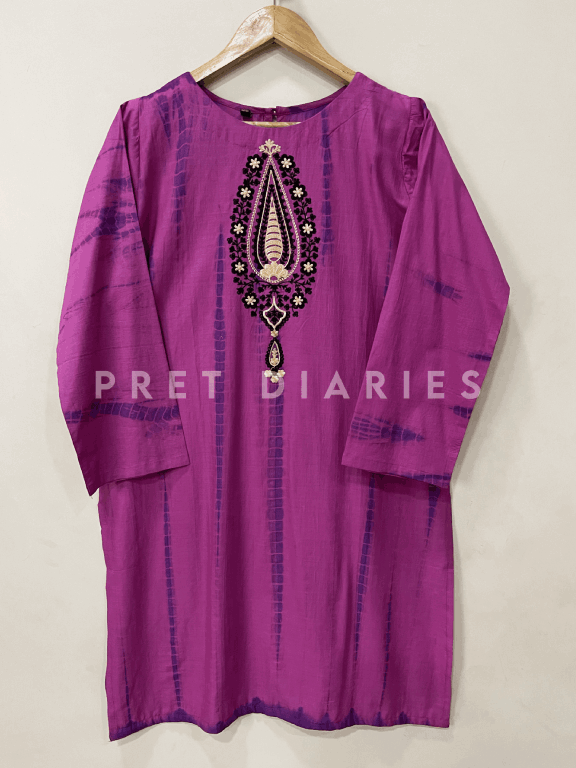 Purple Tye and Dye Kurta - 54238