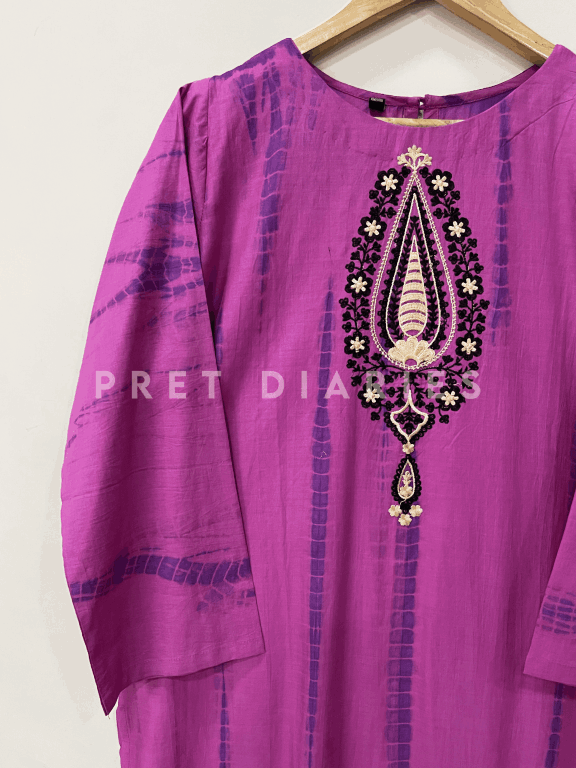 Purple Tye and Dye Kurta - 54238