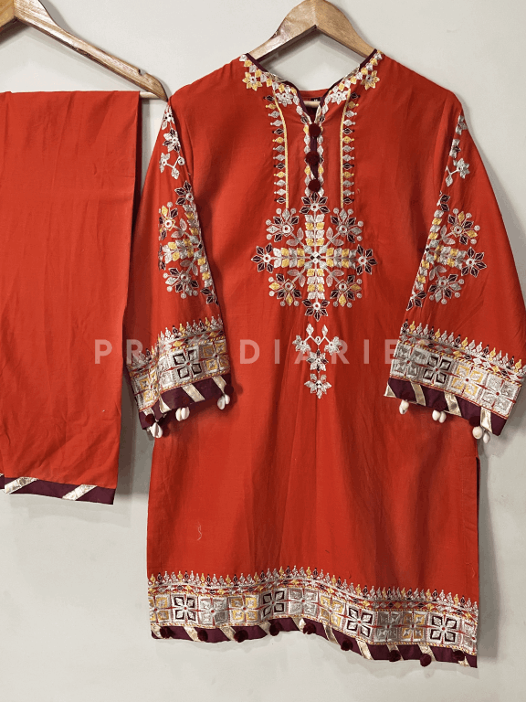 Rust Embroidered 2 pc - 54257