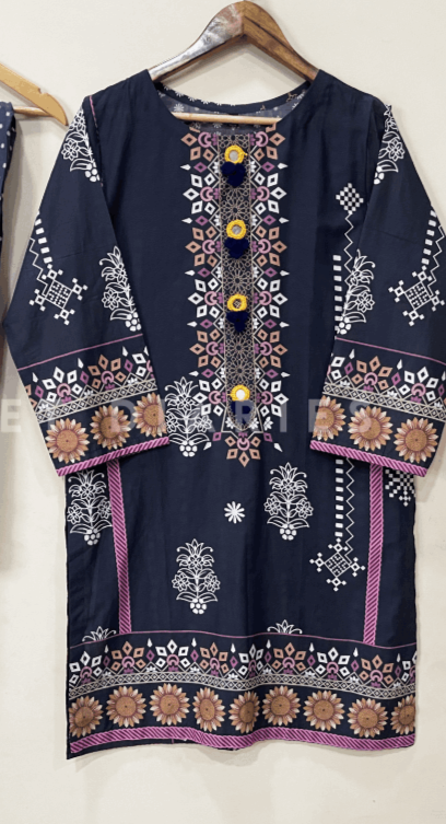 Navy Printed Kurta - 54285