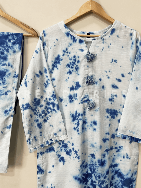 Blue Jacquard Tye and Dye 2 pc - 54272