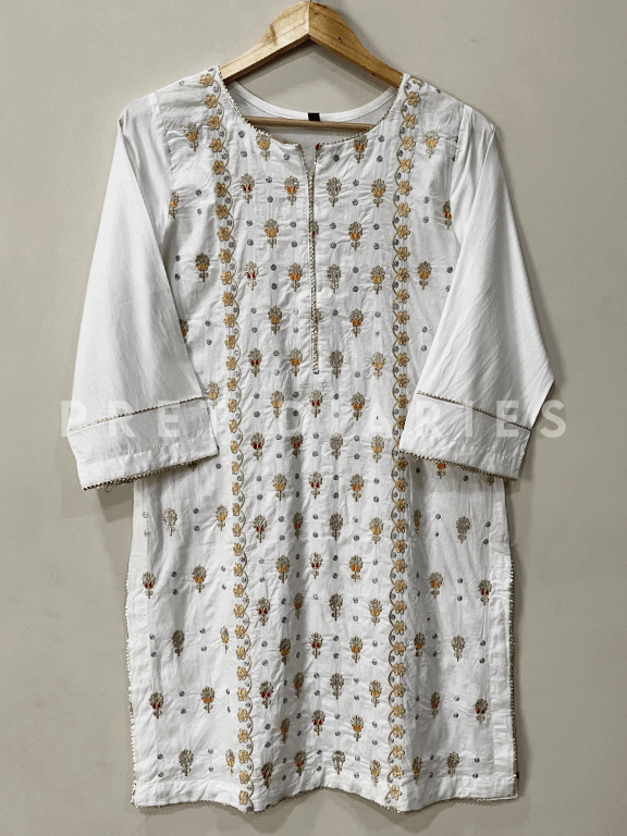 White Embroidered Kurta - 54266