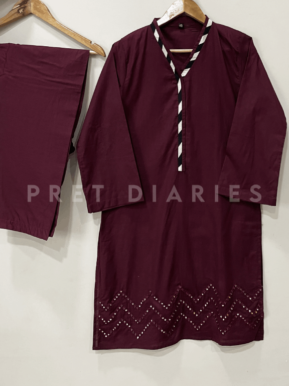 Maroon Embroidered 2 pc - 54292