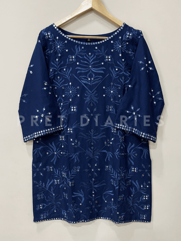 Blue Embroidered Kurta - 54291