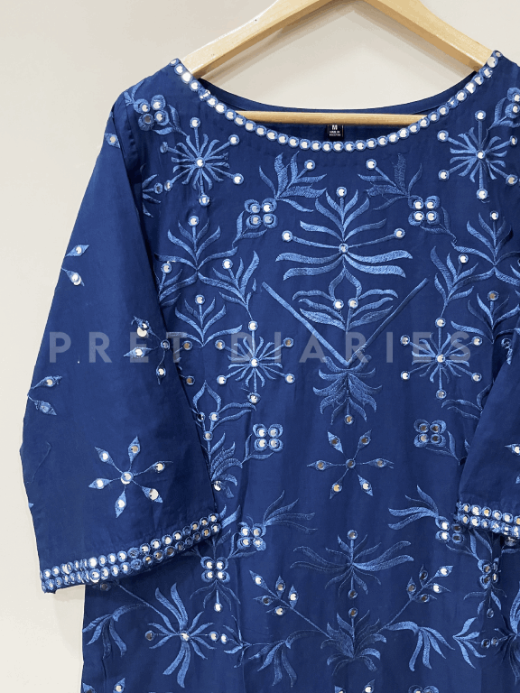 Blue Embroidered Kurta - 54291